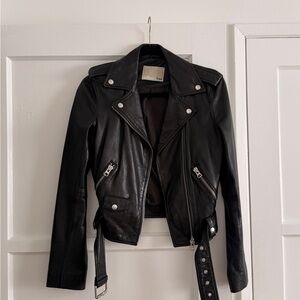 aritzia butter soft calfskin leather jacket